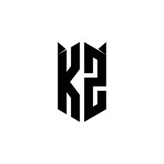KZ Logo monogram with shield shape designs template