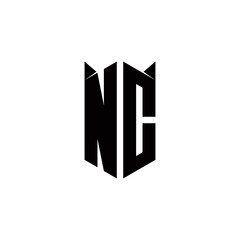 NC Logo monogram with shield shape designs template
