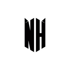 NH Logo monogram with shield shape designs template