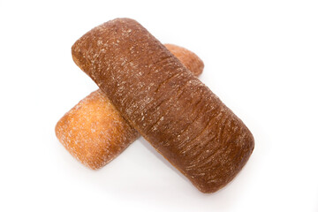 two ciabatta isolated on white