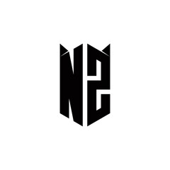NZ Logo monogram with shield shape designs template