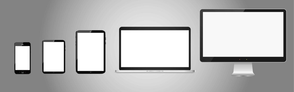 Device screen set - laptop smartphone tablet computer monitor. Vector