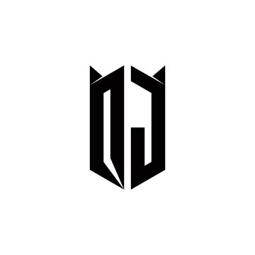 QJ Logo monogram with shield shape designs template