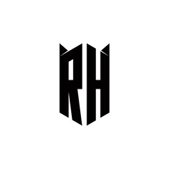 RH Logo monogram with shield shape designs template