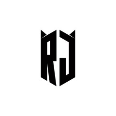 RJ Logo monogram with shield shape designs template