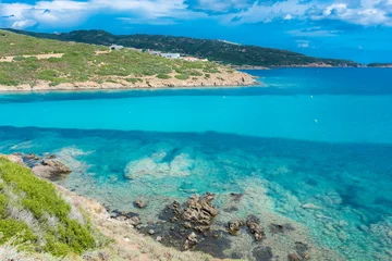 Cercles muraux Plage de La Pelosa, Sardaigne, Italie Belle eau turquoise d& 39 une baie de l& 39 île d& 39 Asinara, Sardaigne