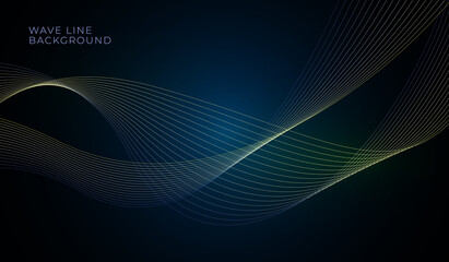 Abstract gold light lines on blue background. Vector illustration