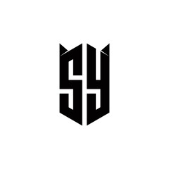 SY Logo monogram with shield shape designs template