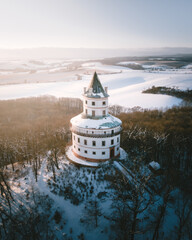 Sobotka - Humprecht castle in winter. Baroque and Renaissance hunting chateau Humprecht dominates...