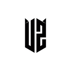 UZ Logo monogram with shield shape designs template