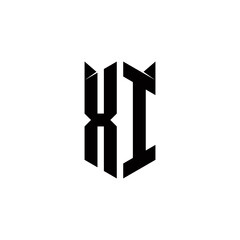 XI Logo monogram with shield shape designs template