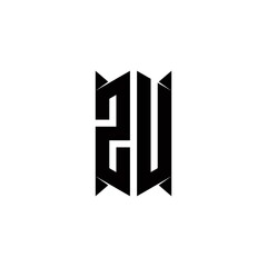 ZU Logo monogram with shield shape designs template