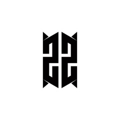 ZZ Logo monogram with shield shape designs template