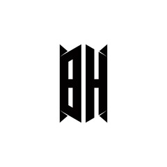 BH Logo monogram with shield shape designs template