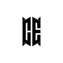 CE Logo monogram with shield shape designs template