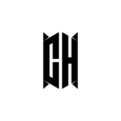 CH Logo monogram with shield shape designs template