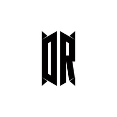 DR Logo monogram with shield shape designs template