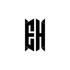 EH Logo monogram with shield shape designs template