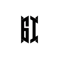 GI Logo monogram with shield shape designs template