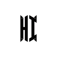 HI Logo monogram with shield shape designs template
