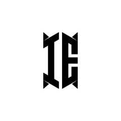 IE Logo monogram with shield shape designs template