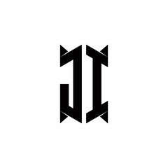 JI Logo monogram with shield shape designs template