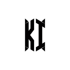 KI Logo monogram with shield shape designs template