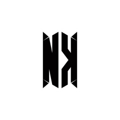 NK Logo monogram with shield shape designs template