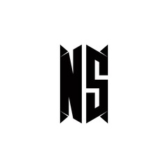 NS Logo monogram with shield shape designs template