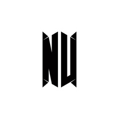 NU Logo monogram with shield shape designs template