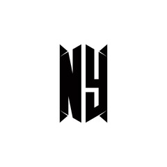 NY Logo monogram with shield shape designs template - obrazy, fototapety, plakaty