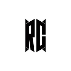 RC Logo monogram with shield shape designs template