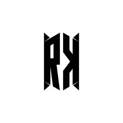RK Logo monogram with shield shape designs template