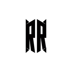 RR Logo monogram with shield shape designs template