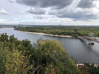 Fototapeta premium Kiev Ukraine view of the Dnieper River from above from the observation deck