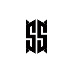 SS Logo monogram with shield shape designs template