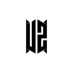 UZ Logo monogram with shield shape designs template