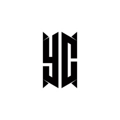 YC Logo monogram with shield shape designs template