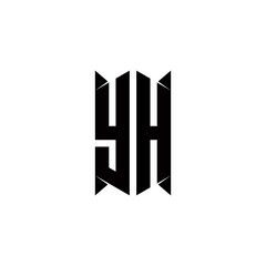 YH Logo monogram with shield shape designs template