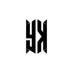 YK Logo monogram with shield shape designs template