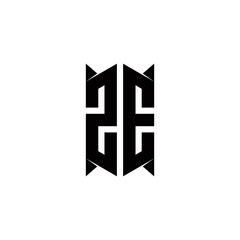ZE Logo monogram with shield shape designs template