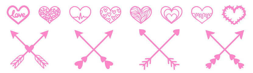 Heart ,Arrow vector set