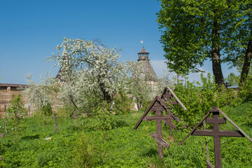One of the corners in the Borisoglebsky Monastery Yaroslavl region, Russia.