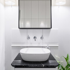 Close-up on elegant bathroom washbasin