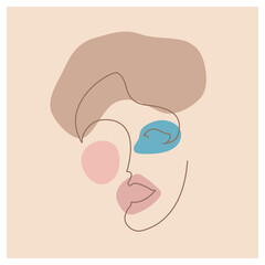 One line drawing of a woman's face