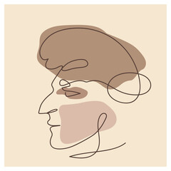One line drawing of a man's face in profile