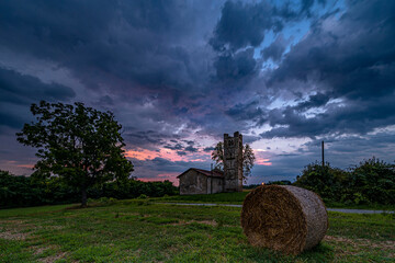 landscape with bales and sky