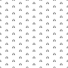 Square seamless background pattern from geometric shapes. The pattern is evenly filled with black headphones symbols. Vector illustration on white background