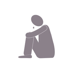 Crying man icon. Domestic violence icon. Vector drawing.
