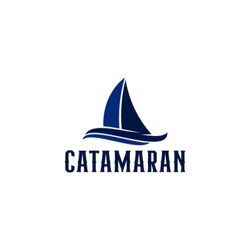 Simple Boat Hull Catamaran Silhouette Logo